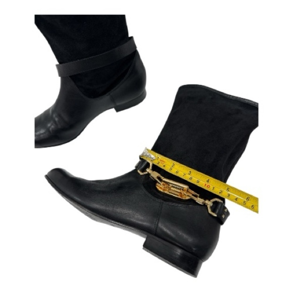 Rachel Zoe Black Leather Boots with Gold Accent size 7 - Picture 14 of 16